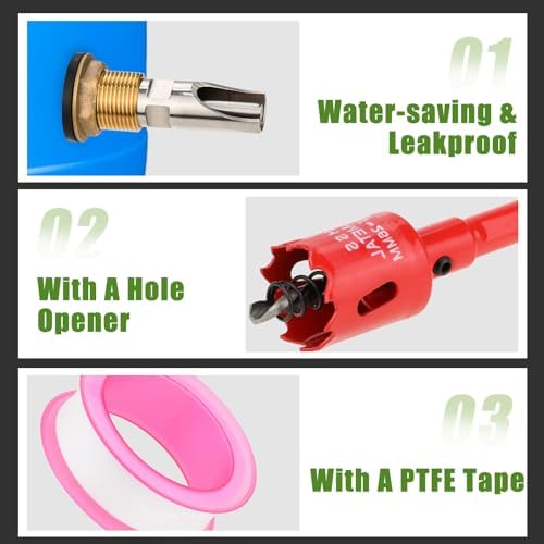 Pig Nipple Waterer, 5 Pcs Stainless Steel Automatic Hog Drinker Feeder Kit for Barrel with Brass Water Tank Connector Bulkhead Fitting for Hog Piglets Goat Waterering System