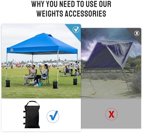 CROWN SHADES Sand Bags for Canopy Legs (112 LBS) Sandbags for Weight, Canopy Weights, Pop Up Tent Weights Bags, Black (Unfilled)