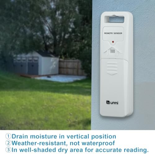 Indoor Outdoor Thermometer Hygrometer Wireless Weather Station, Temperature Humidity Monitor Battery Powered Inside Outside Thermometers with 330ft Range Remote Sensor(Blue)
