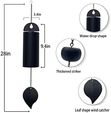 Deep Tone Serenity Bell Wind Chimes - Metal Cylinder Wind Bell for Outdoor Antique Copper Windchimes for Patio Yard Porch Garden Decor 28 inch Large