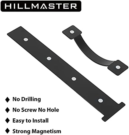 Garage Door Magnetic Decorative Hardware, 6 Pieces Rectangle Garage Door Magnets Accents Curb Appeal Faux Hinges and Handles Garage Door Decor Hardware Kit, Black(4 Hinges+2 Handles)