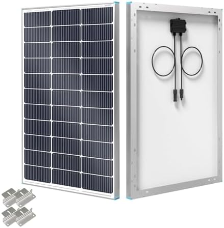 Renogy N-Type 100 Watt Solar Panel with Mounting Z Brackets, 16BB 100W Solar Panel 12V, 25% High Efficiency PV Module Power Charger for RV Camper Marine Home Rooftop Off-Grid