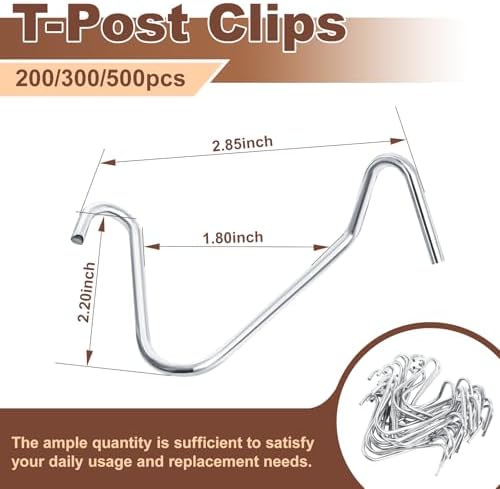T-Post Clips Fence Wire Clips Galvanized Steel Fence Clips (300PCS) Time-Saving Convenient Pre-Cut Wire Ties