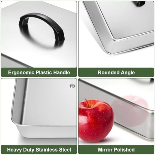 2pcs Rectangular Basting Cover, Stainless Steel Cheese Melting Dome Steaming Cover Lid, Commercial Grade Heavy Duty Griddle Grill Accessories for Flat Top Grill Cooking