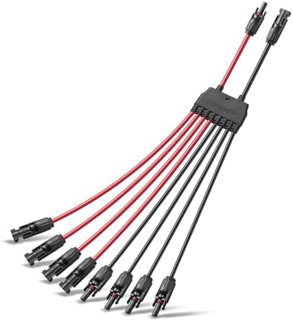 BougeRV Solar Parallel Connectors for 2-4 Solar Panels, Extra Long 2 to 8 Y Branch 10AWG Adapter Splitter Cable Wire Plug PV Tool Kit, Waterproof (MFFFF/FMMMM)