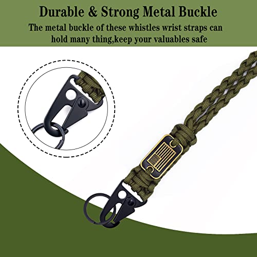 Tragdro 2 Pcs Heavy Duty Braided Paracord Lanyard Keychain with USA Flag, Parachute Rope Necklace Keychains, Braided Strong Lanyard for Outdoor Activities, Camera, Keys, Whistle, Traveling