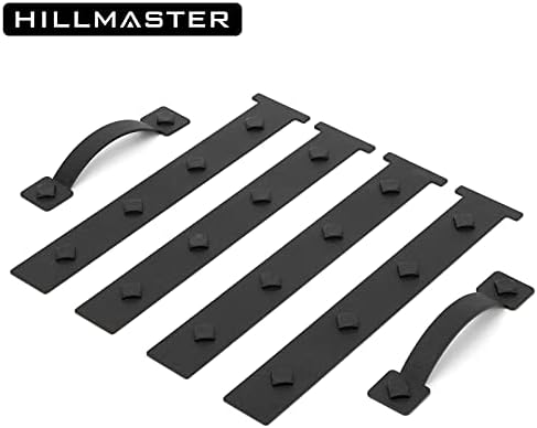 Garage Door Magnetic Decorative Hardware, 6 Pieces Rectangle Garage Door Magnets Accents Curb Appeal Faux Hinges and Handles Garage Door Decor Hardware Kit, Black(4 Hinges+2 Handles)