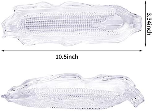 Elcoho 9 Pack Plastic Corn Trays Transparent Corn Dishes with 18 Pieces Stainless Steel Corn Holders on the Cob Skewers Cob Dinnerware