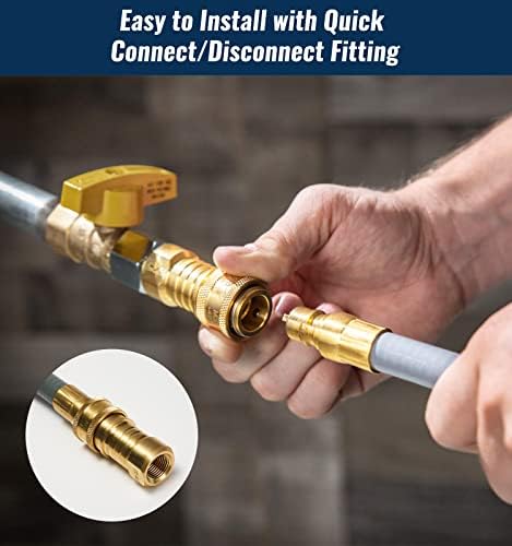 15 Feet 1/2 inch ID Natural Gas Grill Hose with Quick Connect Fittings, Natural Gas Line for Grill, Pizza Oven, Heater and More Low Pressure Appliance