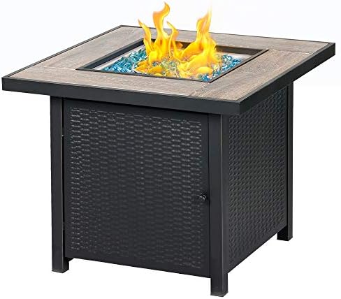 BALI OUTDOORS 50000 BTU Propane Fire Pit for Outdoor, 30 in Fire Pit Table Outdoor, Square Firepits for Outside Backyard, Patio