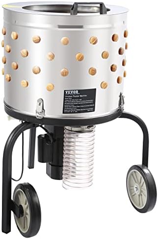 VEVOR Chicken Plucker Machine, 20-inch Stainless Steel Drum Feather Plucker, Defeathering Equipment with 108 Soft Rubber Plucking Fingers, Simple Debris Collection, for Chicken Poultry Plucking