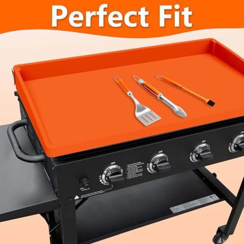 BANGIE Griddle Cover Mat for Blackstone 22 Inch Griddle Accessories | Full Wrap-Around Protection Silicone Mat for Griddle | Food Grade Silicone Grill Mat | ORANGE