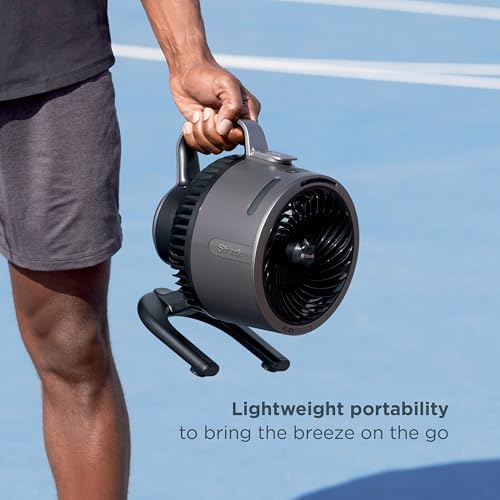 Shark FlexBreeze HydroGo Fan—Ultra-powerful portable fan with indoor + outdoor mist. Up to 70 feet of reach, corded & cordless, up to 12-hr. battery, 5 speeds, evaporative misting, Grey, FA052