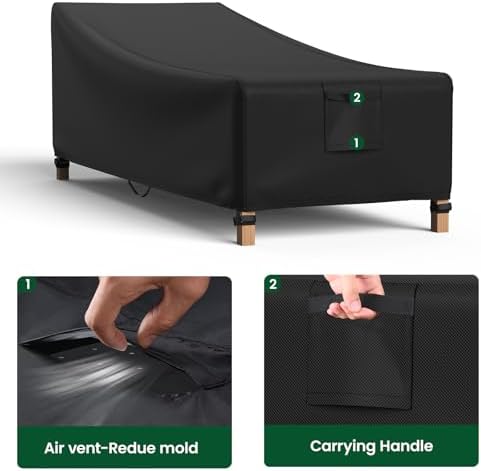 Mrrihand Chaise Lounge Cover, Patio Furniture Covers, Patio Lounge Chair Cover Waterproof and UV Resistant, Heavy Duty Outdoor furniture covers with Air Vent 2 Pack - 84L x 32W x 32H inch