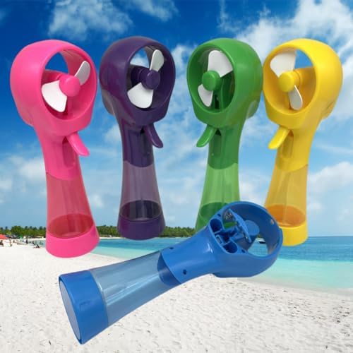 Deluxe Water Misting Fan Handheld Battery Powered Outdoor Spray Fans (Blue/Green/Yellow)