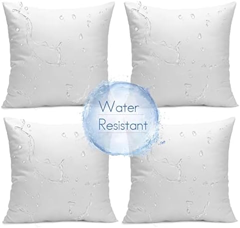 Ashler 20 x 20 Outdoor Pillows, Waterproof Inserts Set of 4 Water Resistant Throw Pillow Inserts, Hypoallergenic Pillows for Patio, Bench, Garden, Indoor Outdoor Summer Decorative