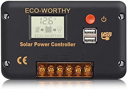 ECO-WORTHY 30A Solar Charger Controller Solar Panel Battery Intelligent Regulator with Dual USB Port Auto 12/24V PWM Positive Ground for Lithium,Lead-Acid,Gel Battery