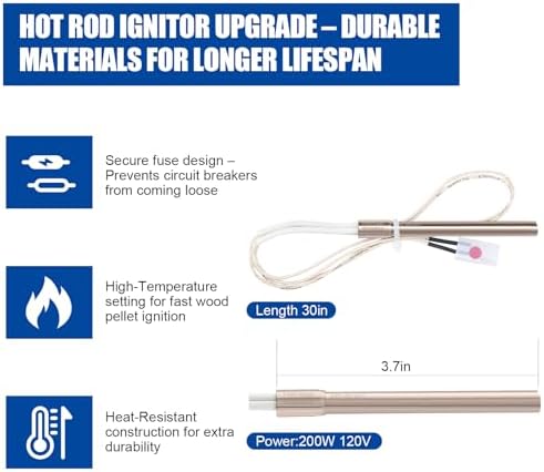 Upgrade Traeger & Pit Boss Grill Replacement Parts Kit - Auger Motor, Hot Rod Igniter with Fuse, Induction Fan, Burn Pot with Screws, Compatible with Most Traeger & Pit Boss Pellet Grills