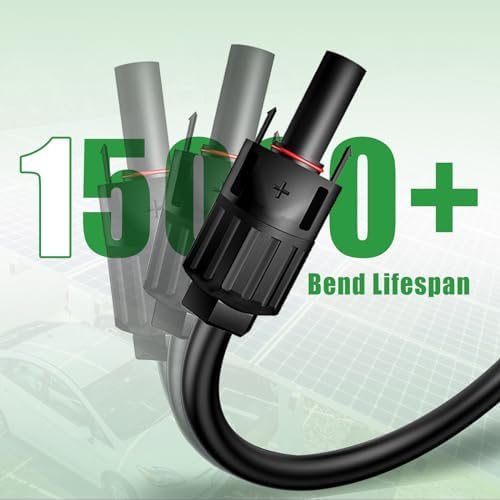 Twin Wire 20FT Solar Extension Cable - 10AWG (6mm²) Solar Panel Connector, with IP67-Male/Female Solar connectors for Outdoor Automotive RV Boat Marine Solar Panel- Black & Red
