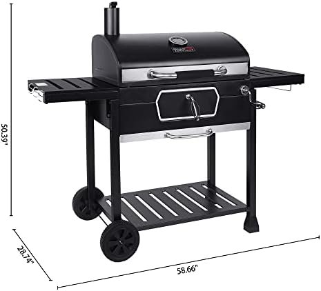 Royal Gourmet CD2030AN 30-Inch Charcoal Grill, Deluxe BBQ Smoker Picnic Camping Patio Backyard Cooking, Black, Large