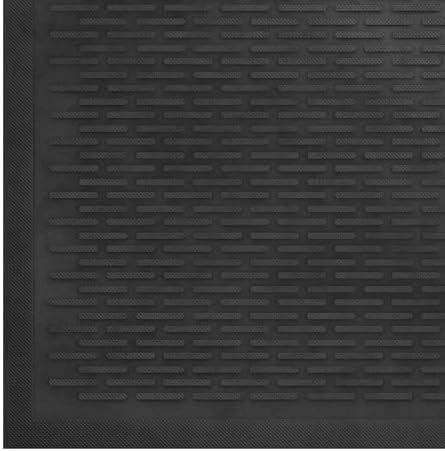 Indoor/Outdoor Hose-Wash Ribbed Design Non-Slip Rubber 2x3 Modern Entryway Mat for Entryway, Patio, Backyard, Garage, 24" x 36", Black Ribbed