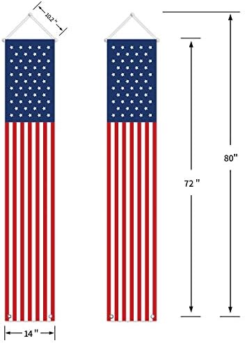 4th of July Decorations Outdoor - Hanging American Flag Banners Stars and Stripes Porch Sign -Patriotic Memorial Day Decor Party Supplies for July Fourth Independence Labor - Red White Blue (2 Pcs)
