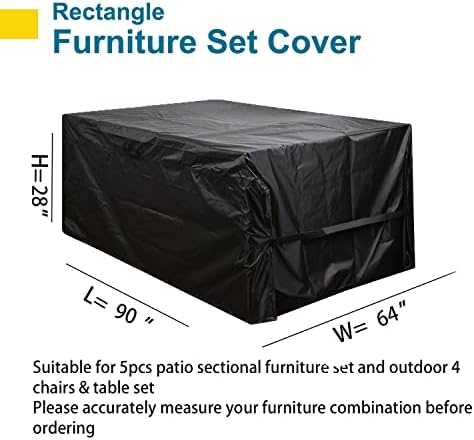 Patio Conversation Set Cover Patio Furniture Set Cover Outdoor Sectional Sofa Set Covers Waterproof Dining Table Chair Set Cover Heavy Duty 90 inch L x 64 inch W x 28 inch H