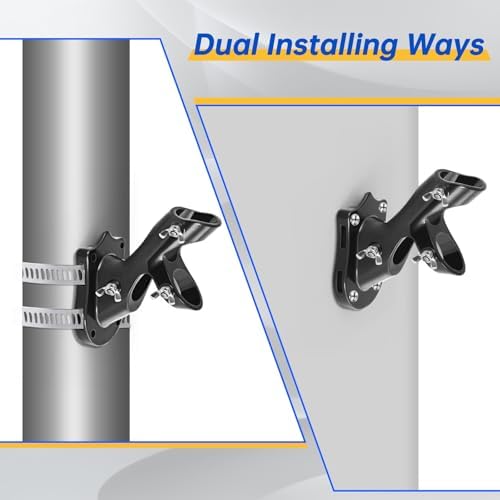 Anovo Flag Pole Kit- Stainless Steel 5 FT Flag Poles with1 Inch Metal 360° Rotating Flag Pole Rings Clip, Two-Position Flag Pole Holder Brackets Mounting for Outside House Outdoor Porch (5 FT - Black)