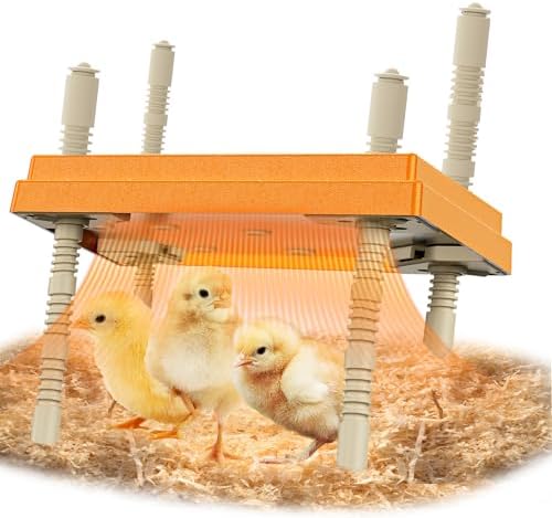 Brooder Plate with Adjustable Temperature & Height,10" x 10" Chick Heat Plate (Orange)