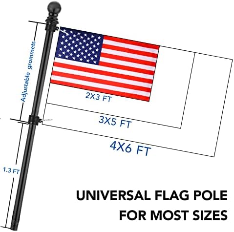 Flag Pole,6FT American Flag Pole & Bracket-Flagpoles for 3 x 5 Flags Holder for House Porch & Outdoor,Tangle Free and Wall Mount Flag Pole Kit (Without flag,Black)