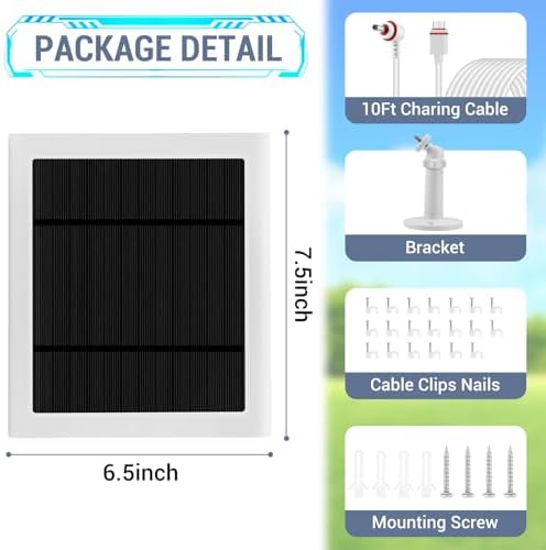 2 Pack - Solar Panel for Ring Security Camera Spotlight Cam Plus/Pro(Battery) Stick Up Cam/Pro Wireless Outdoor with 10FT/3M Long Cable Dustproof Waterproof