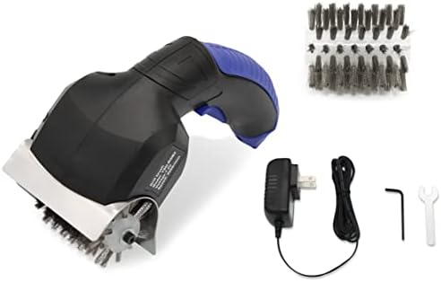 Flame King Electric BBQ Grill Brush Cordless and Rechargeable Stainless Steel Bristles,Black