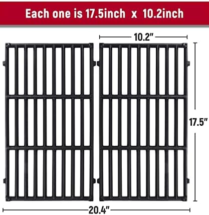X Home 7637 Grill Grates Replacement for Weber Spirit E/S210 (2013), Spirit II E/S-210 (Front-mounted Control) Gas Grill Replacement Parts, 17.5 x 10.2 Inch, 2-Pack