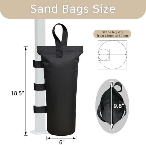 Canopy Weights Set of 4,Heavy Duty Canopy Weight Bags (120 lbs) for Ez Pop up Canopy Tent Outdoor Instant Canopies, Black (Without Sand) ,Set of 4