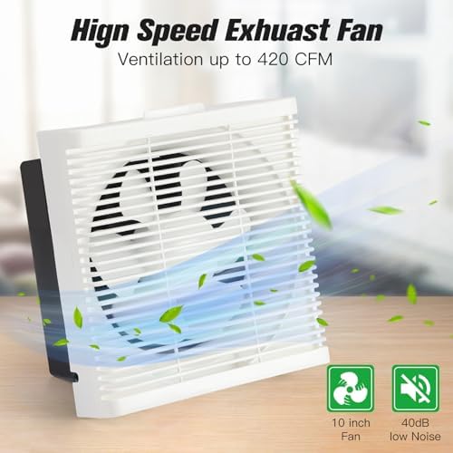 Solar Powered Exhaust Fan, 20W Solar Panel +10" Shutter Ventilation Vent Fan for Outside Greenhouse, Chicken Coop, Shed, Pet House