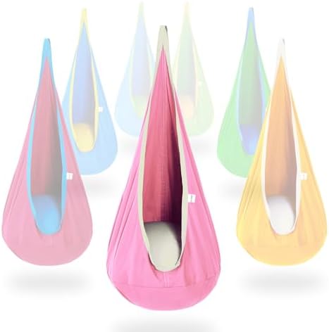 OUTREE Kids Pod Swing Seat, Cotton Child Hammock Swing Chair,Sensory Swing for Indoor and Outdoor Use, Pink