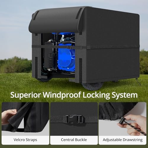 QH.HOME Waterproof Generator Cover 32x24x24 inch ,900D Heavy Duty Oxford with Secure Windproof Buckle- for Most Generators 5000-10000 Watt, Black
