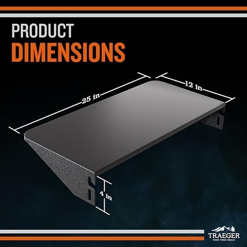 Traeger Grills BAC362 Folding Front Shelf – Steel Grill Accessory for Pro 22, Pro 575, and Ironwood 650, Ideal for Food Prep and Storage