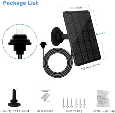 4W Solar Panel for Blink Outdoor 4 (4th Gen) Camera, Solar Panel with USB-C Port, Rubber Plug, IP65 Waterproof, 13.12ft Cable