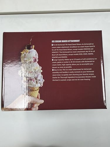 LETOMS Ice Cream Maker Attachment for Kitchenaid, 2 Quart Frozen Ice Cream Bowl for Stand Mixer 4.5/5/6/7QT, Sorbet Gelato Maker for Homemade Ice, Dessert, Yogurt