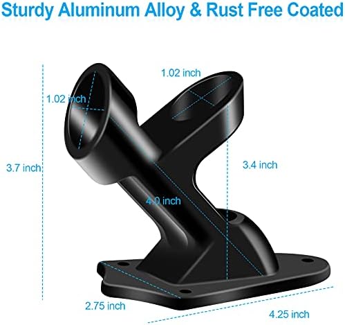 Flag Pole Holder Brackets, BONWIN 1" Flag Pole Mounting Bracket with Hardwares for House Wall Mount, 1" Inner Diameter, Two Positions & Aluminium Alloy, Rust Free Coated (Black - 2 Pack)