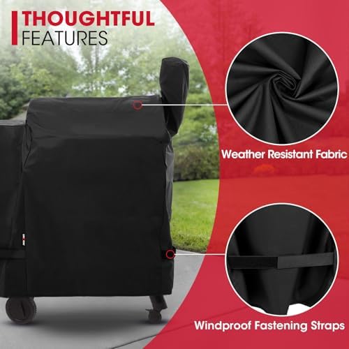 Unicook Pellet Grill Cover Compatible with Traeger Pro 22 Series & Pro 575, Heavy Duty Waterproof BBQ Grill Cover, Weather Resistant Outdoor Wood Pellet Smoker Protector, Black