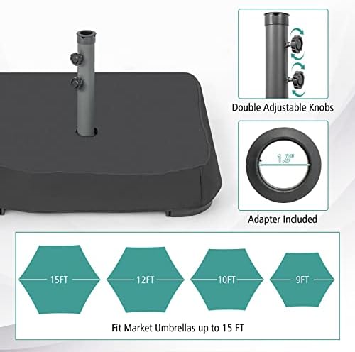 Tangkula Patio Umbrella Base, 220 lbs Heavy Duty Sand Filled Weighted Umbrella Stand with 2 Sandbags, All Weather Oxford Cover, for Poles up to 1.9 inches, for 15 ft Large Market Table Pool Umbrella