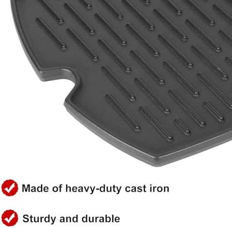 Cast Iron Griddle for Weber Q1000 Q1200 Q1400 Q100 Q120 Q140 Grill Accessories, for Weber Baby Q Accessories 7582 65810 7644 Griddle Plate Grill Parts 50060001 50060301 386001 386002, 1PC