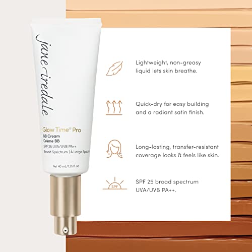 jane iredale Glow Time Pro BB Cream | Weightless Blemish Concealer | SPF 25 Broad Spectrum Sun Protection | Deep with Warm Gold/Red Undertones