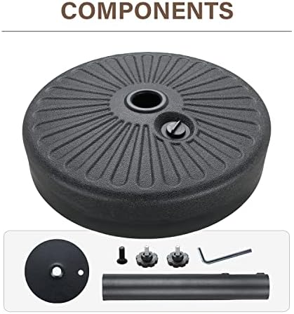 YSSOA 20" 50lbs Capacity Fillable Umbrella Round Base Heavy Duty Market Stand for Outdoor Lawn, Patio, Deck, Poolside, Black