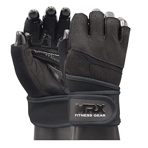MRX Weightlifting Gloves for Men Workout Gloves Mens Wrist Support Lifting Gloves Male Gym Gloves | Workout Gym Accessories for Men Weight Lifting Fingerless Gym Exercise for Powerlifting