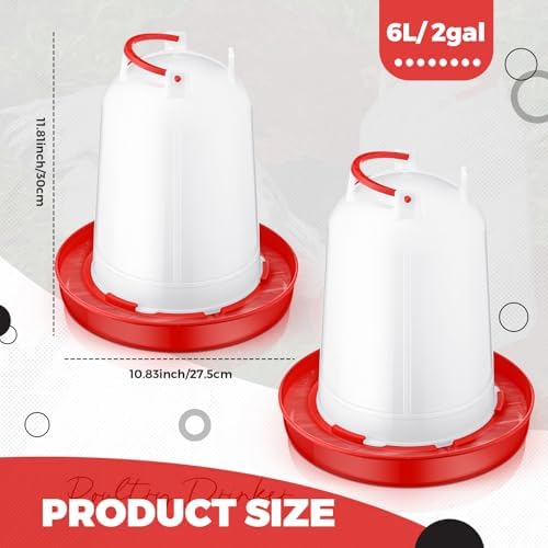 Pickmesh 2 Pcs 2 Gallon Plastic Poultry Drinker Poultry Waterer Automatic Chicken Water Feeder Fed Water Container Jar for Duck Baby Chicks Rabbit Turkeys Outdoor Farm