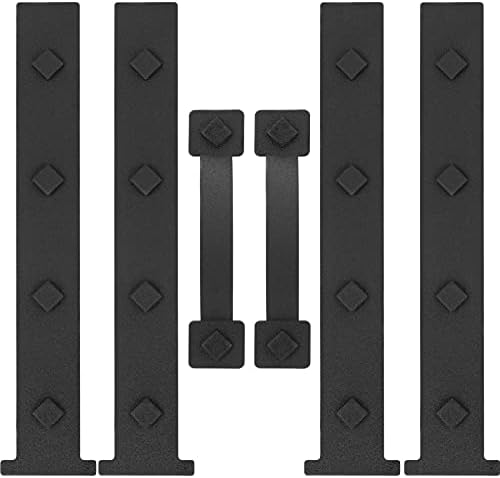 Garage Door Magnetic Decorative Hardware, 6 Pieces Rectangle Garage Door Magnets Accents Curb Appeal Faux Hinges and Handles Garage Door Decor Hardware Kit, Black(4 Hinges+2 Handles)