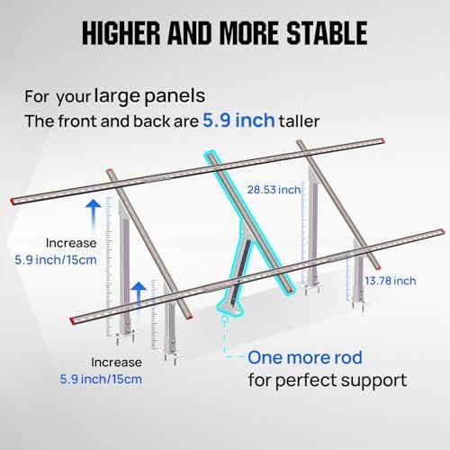 ECO-WORTHY Upgraded Solar Ground Mount Adjustable Multi-Pieces Solar Panel Mounting Brackets Kit System for 4pcs 200W/3pcs 300W/2pcs 400W Solar Panels for Ground,Open Space, Cabins and Backyard Sheds